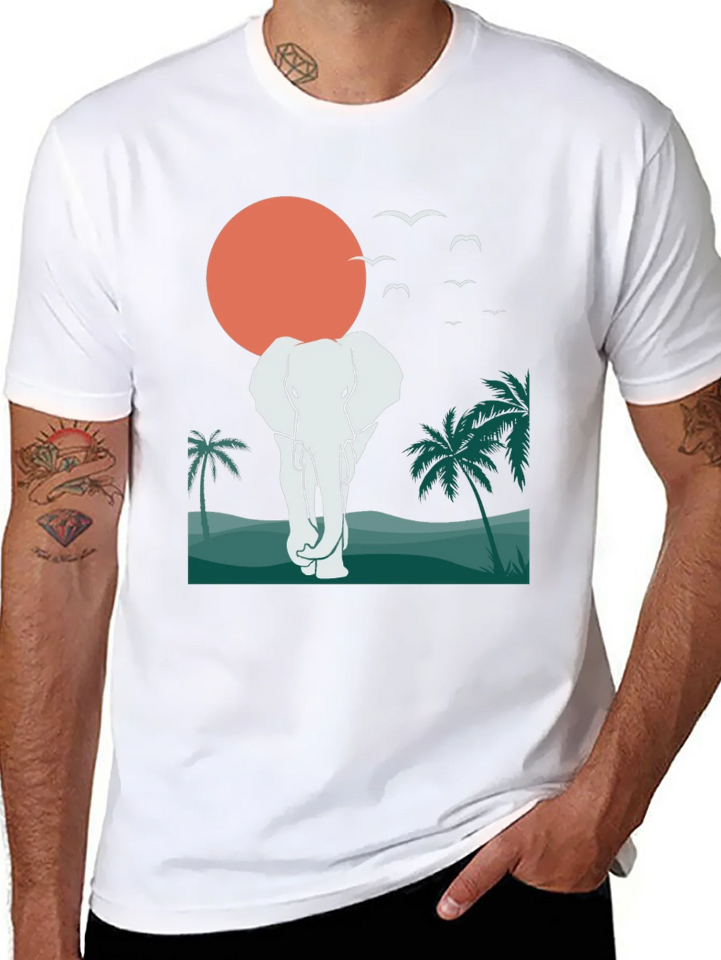 Elephant Sunset Graphic Tee - Tropical Vibes product image 7