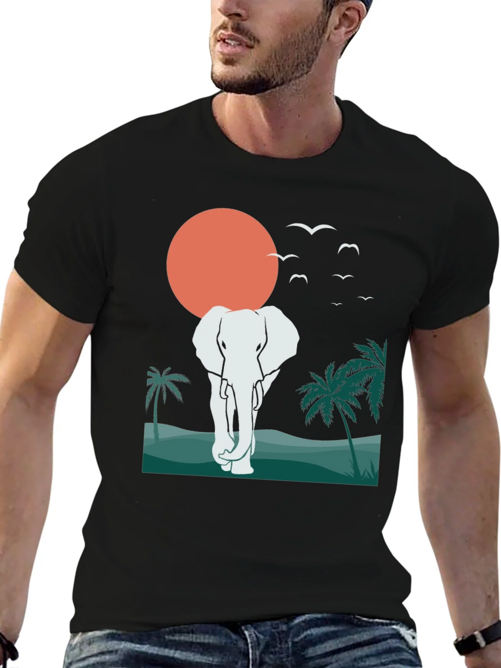 Elephant Sunset Graphic Tee - Tropical Vibes product image 6