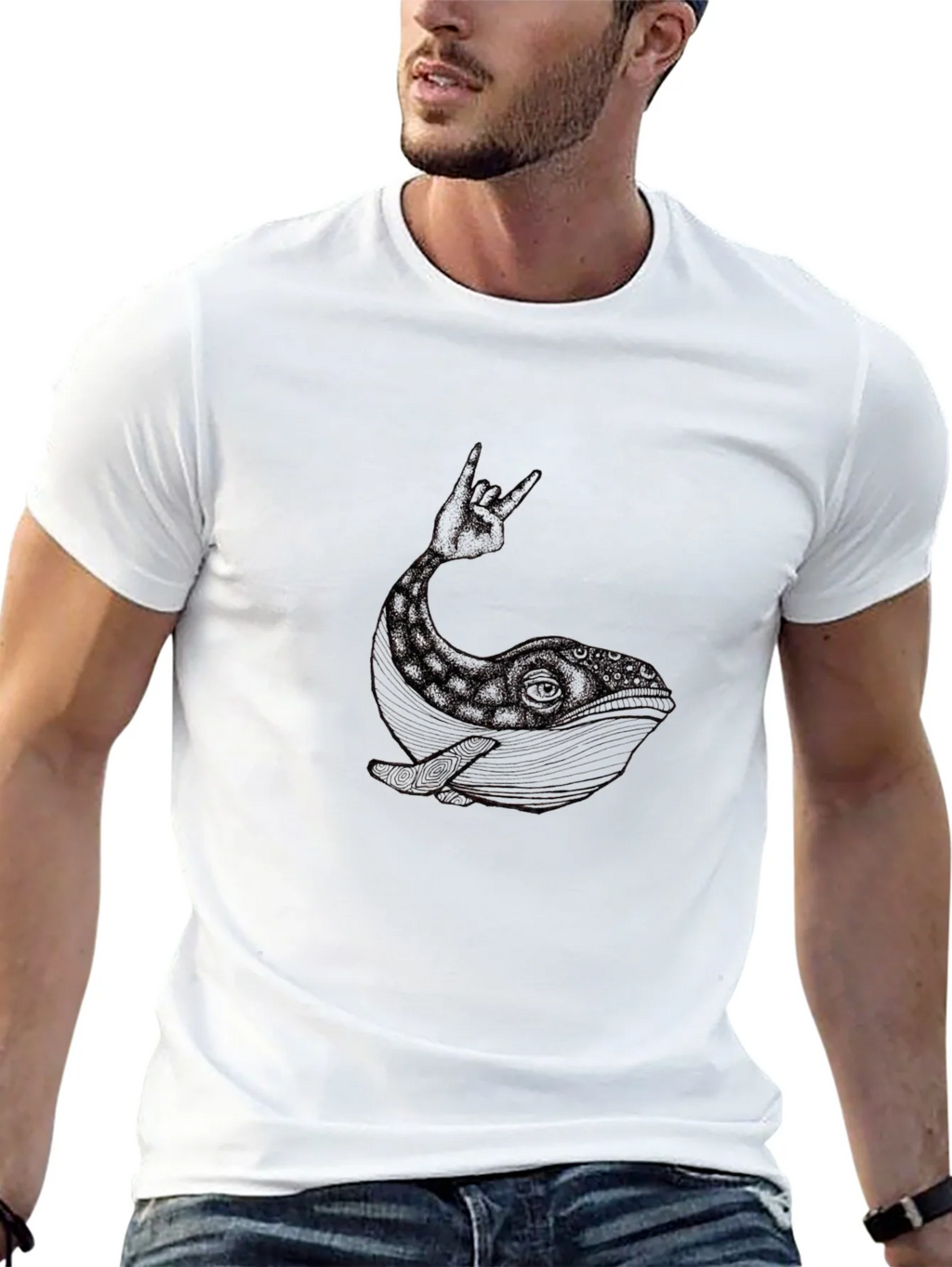 Whale Rock Hand Gesture Graphic Tee product image 12