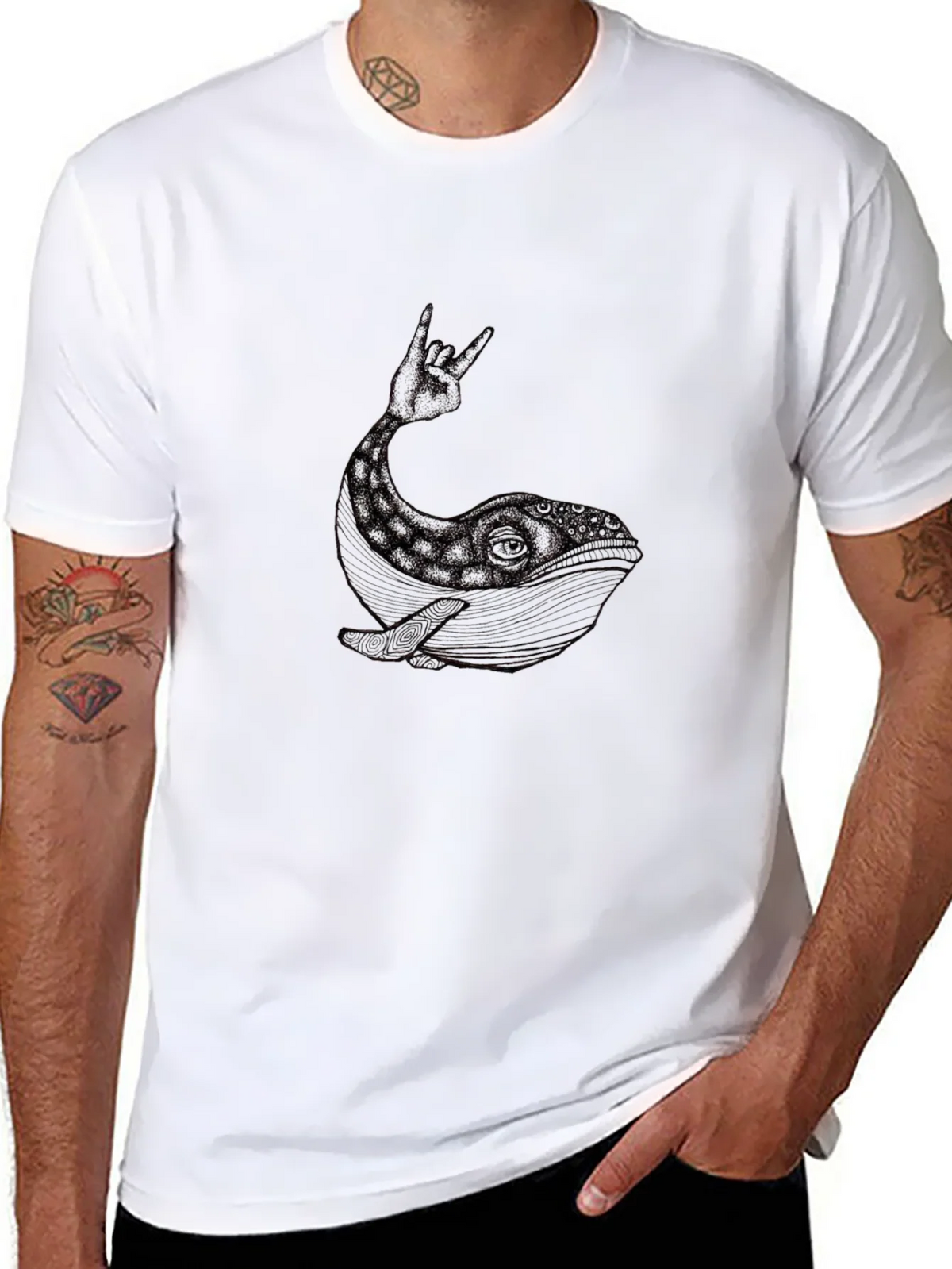 Whale Rock Hand Gesture Graphic Tee product image 7