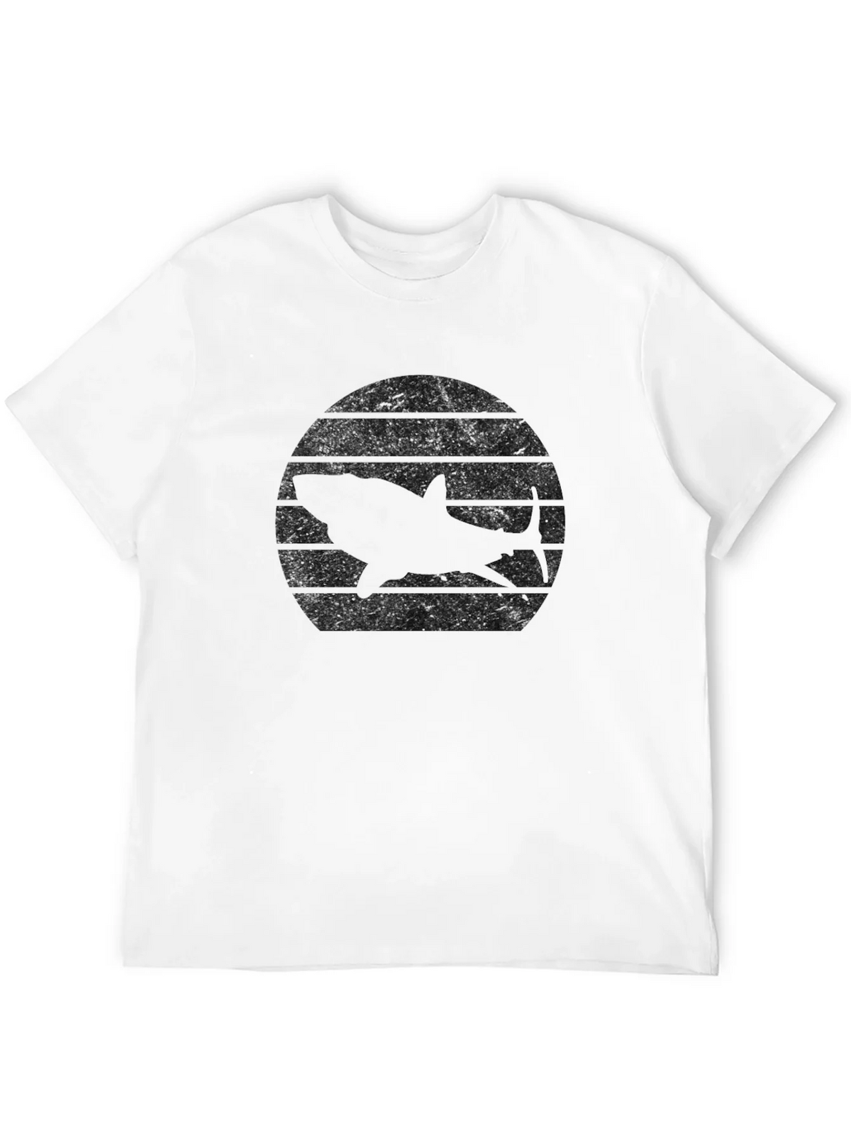 Retro Shark Sunset Black T-Shirt product image 11