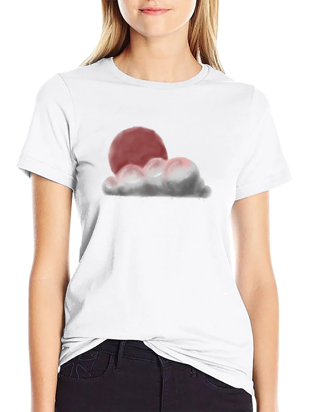 Sunset Cloud Graphic T-Shirt - Relaxed Fit Black Tee product image 6