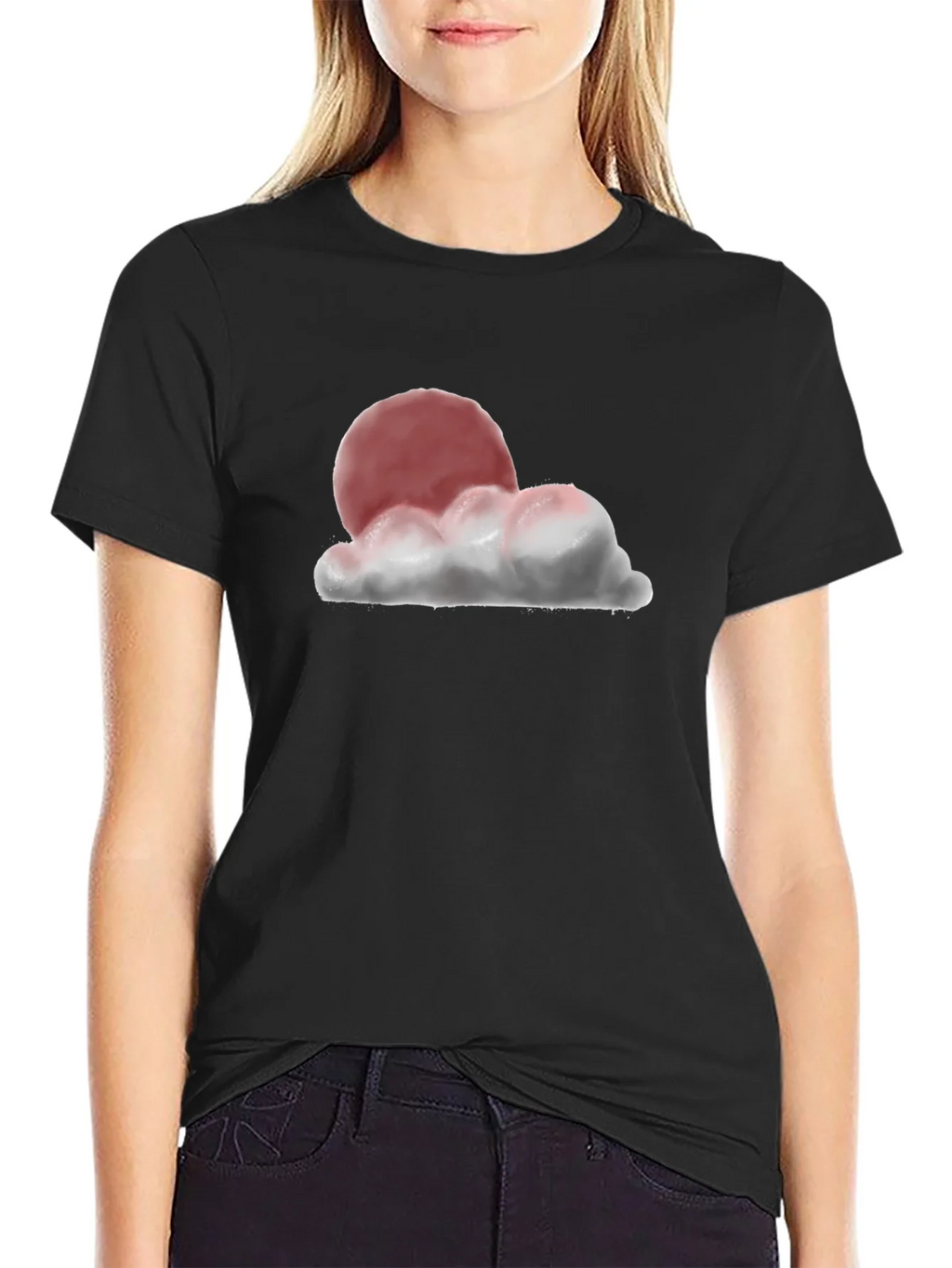 Sunset Cloud Graphic T-Shirt - Relaxed Fit Black Tee product image 2