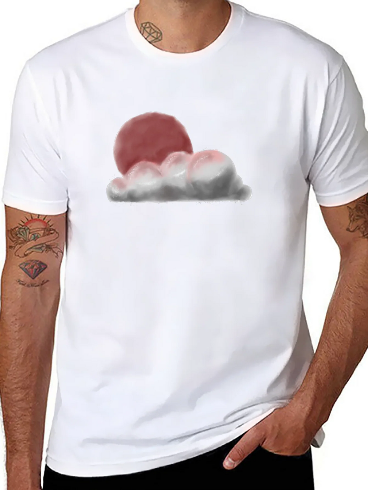 Sunset Cloud Graphic T-Shirt - Relaxed Fit Black Tee product image 5