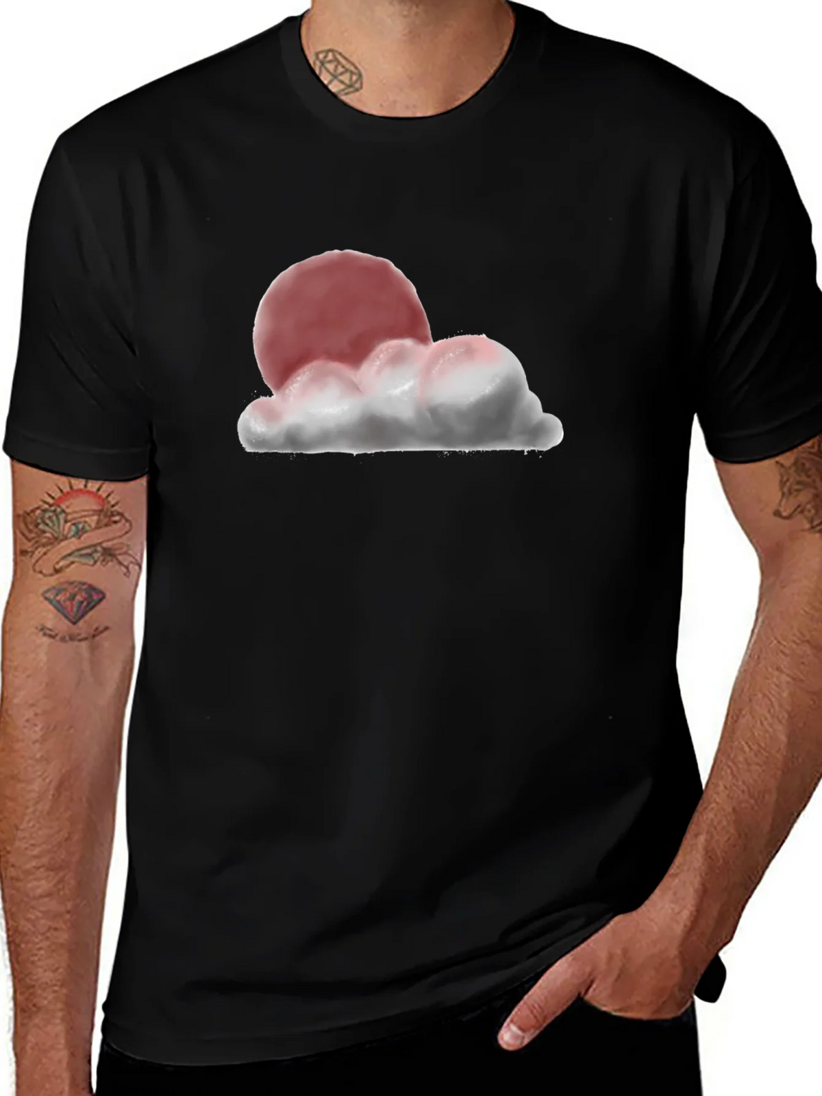 Sunset Cloud Graphic T-Shirt - Relaxed Fit Black Tee product image 1