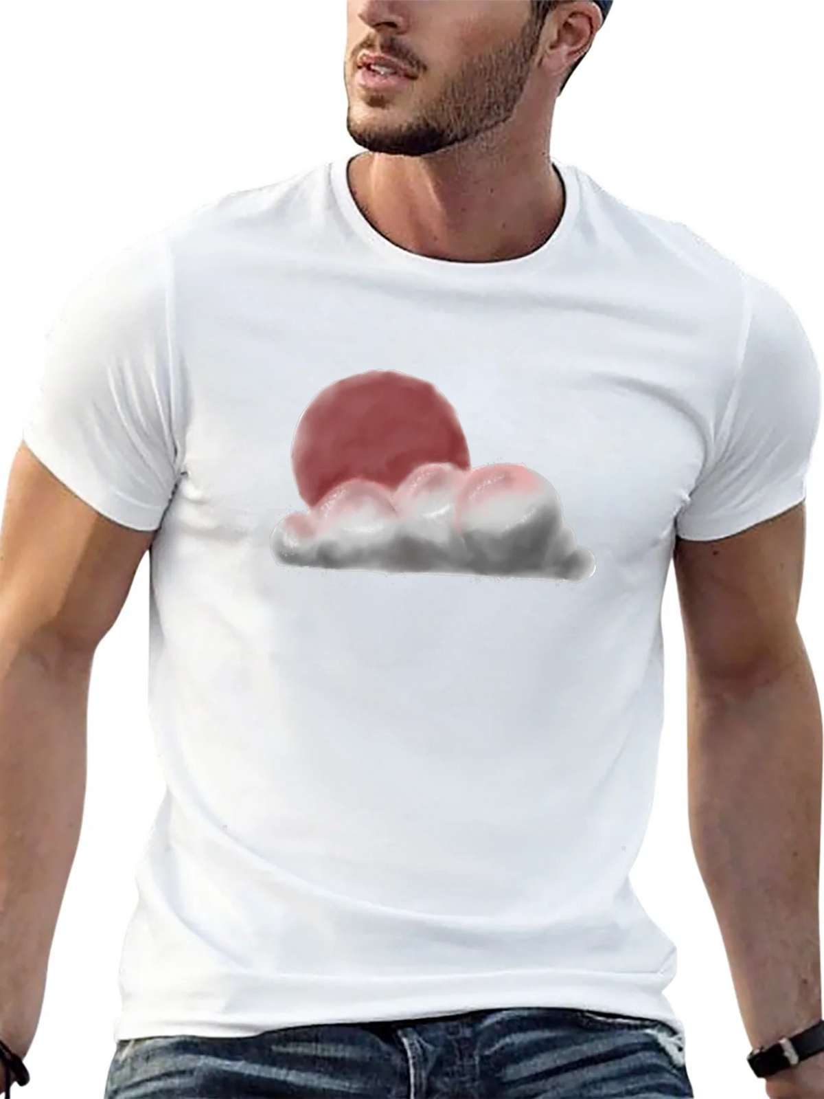 Sunset Cloud Graphic T-Shirt - Relaxed Fit Black Tee product image 9