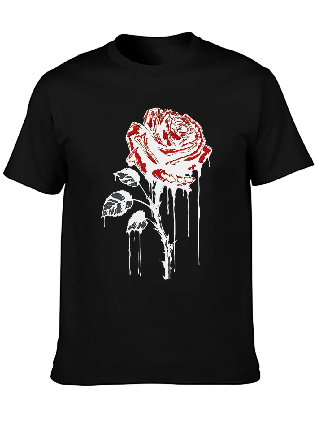 Rose Drip Graphic Tee - Black Cotton T-Shirt product image 3
