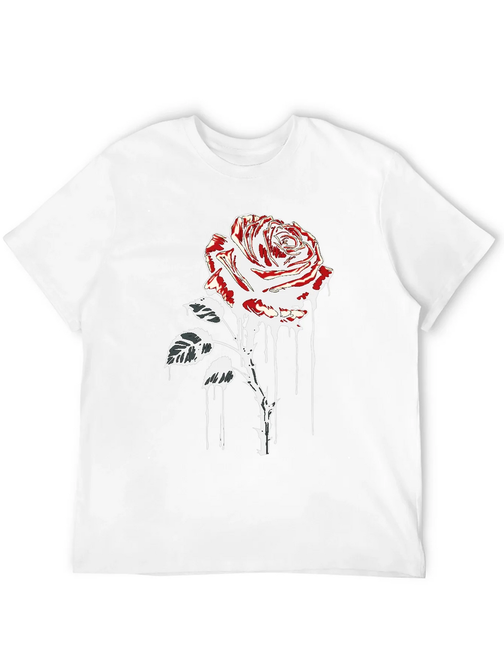 Rose Drip Graphic Tee - Black Cotton T-Shirt product image 11