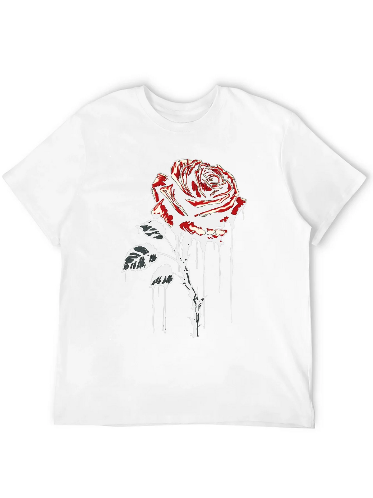 Rose Drip Graphic Tee - Black Cotton T-Shirt product image 11