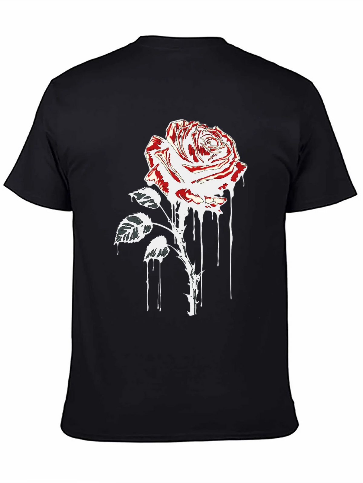 Rose Drip Graphic Tee - Black Cotton T-Shirt product image 4