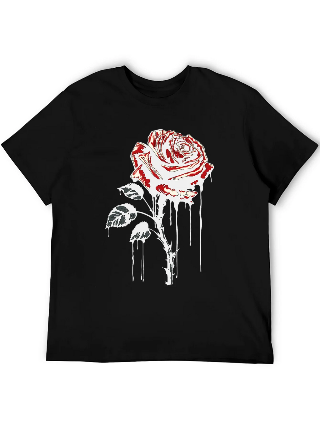 Rose Drip Graphic Tee - Black Cotton T-Shirt product image 5