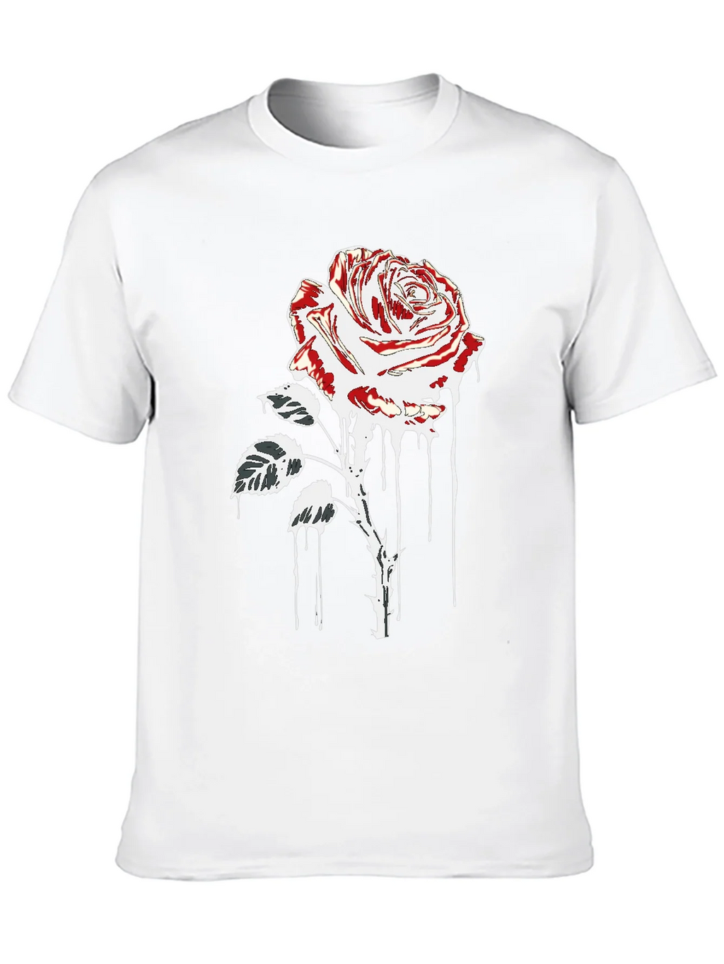 Rose Drip Graphic Tee - Black Cotton T-Shirt product image 9