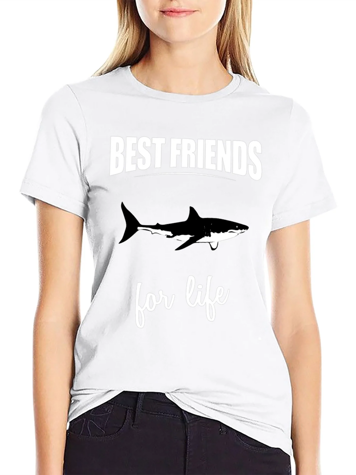 Best Friends Shark Tee - Black Cotton T-Shirt product image 8