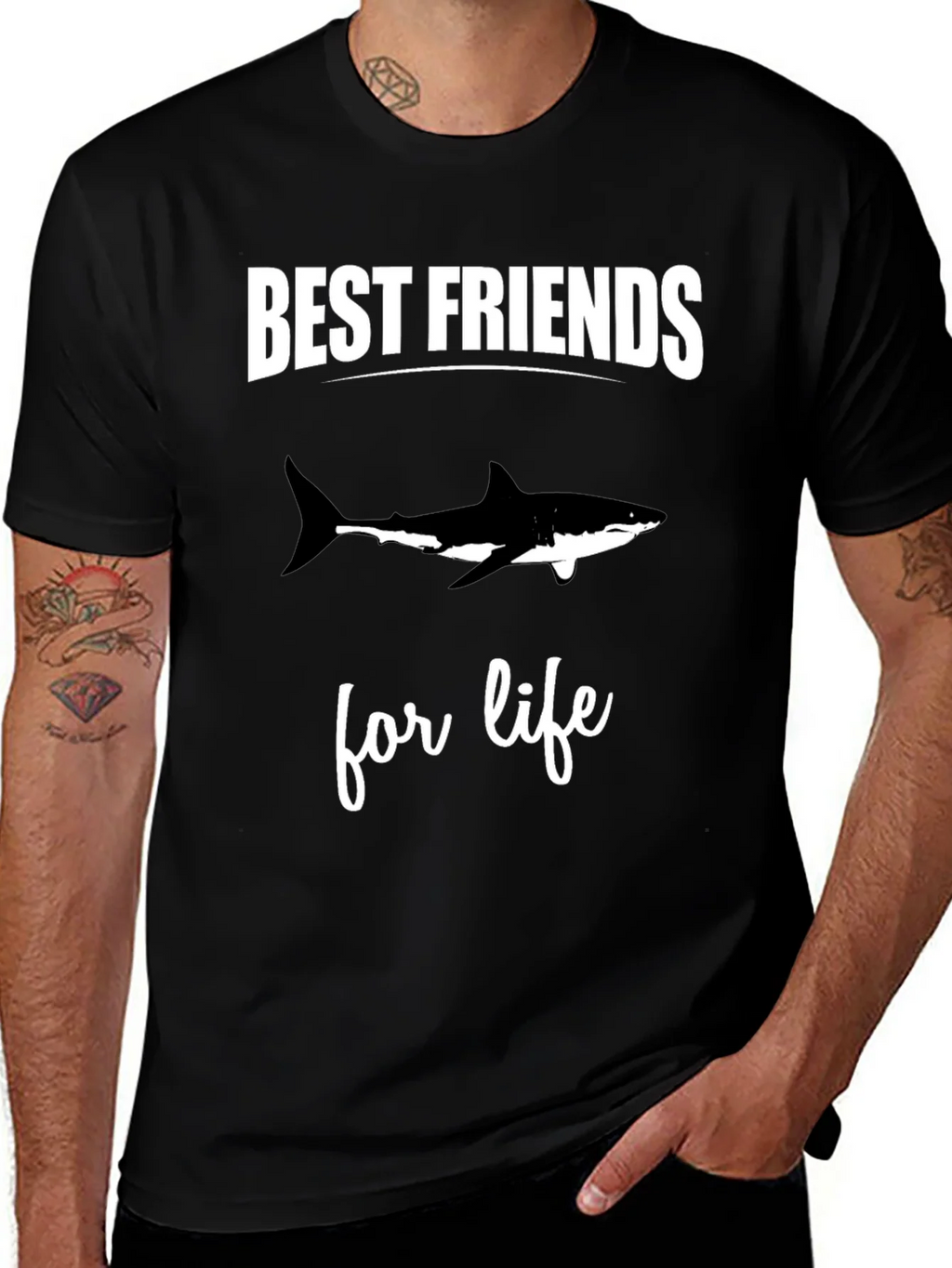 Best Friends Shark Tee - Black Cotton T-Shirt product image 1