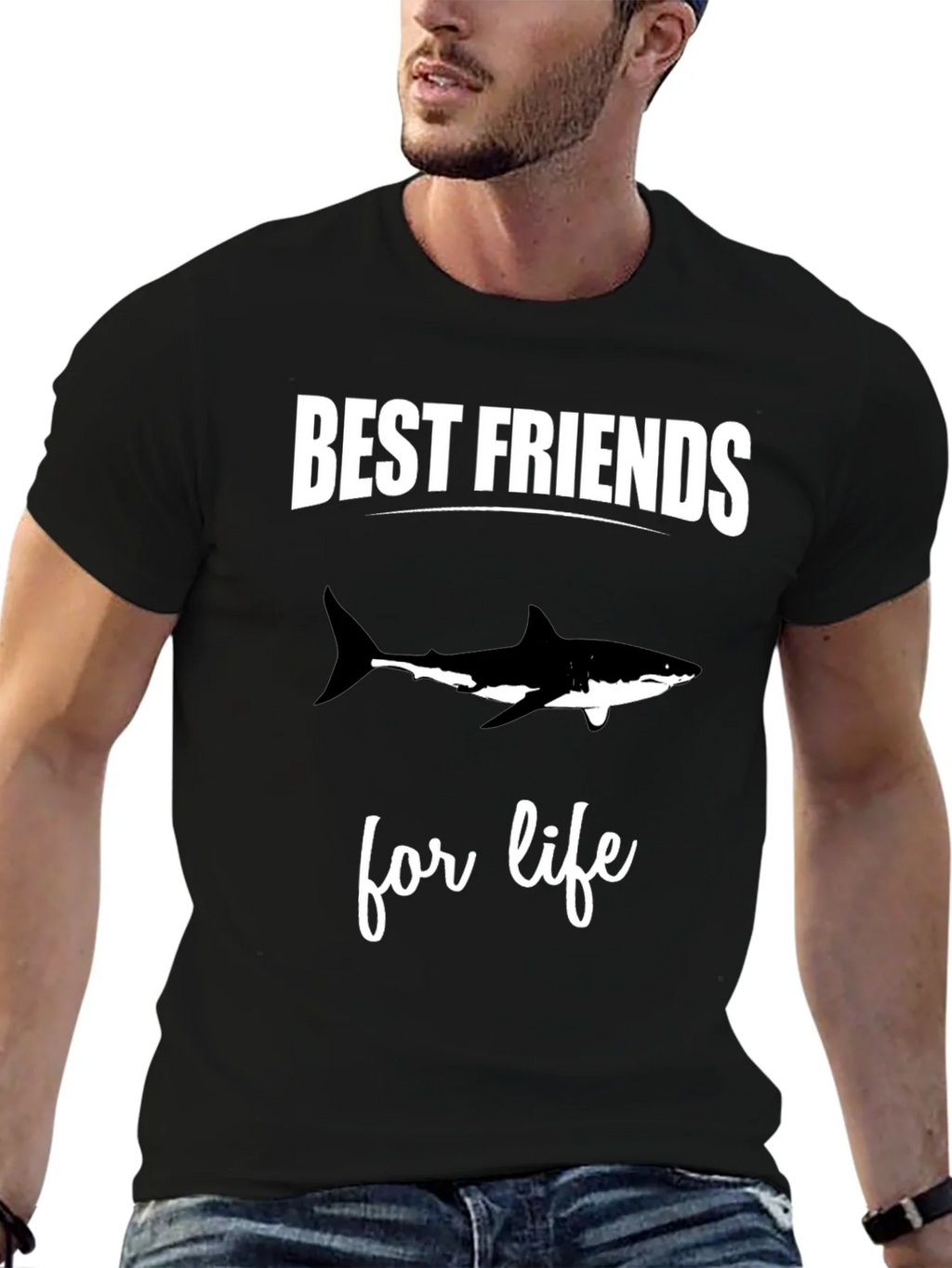 Best Friends Shark Tee - Black Cotton T-Shirt product image 6