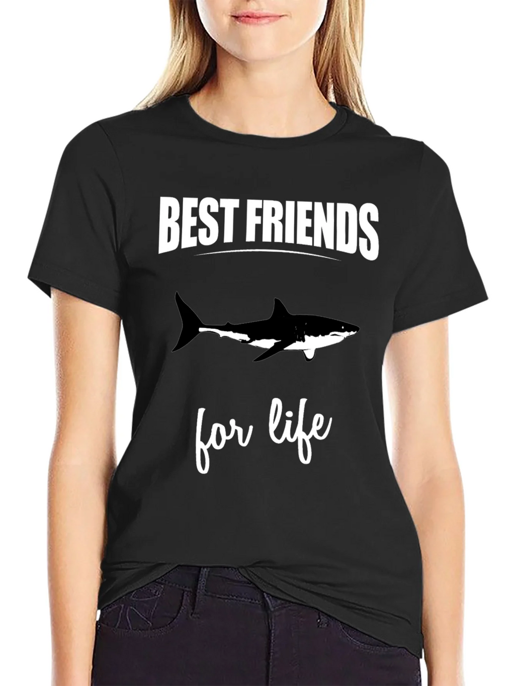 Best Friends Shark Tee - Black Cotton T-Shirt product image 2