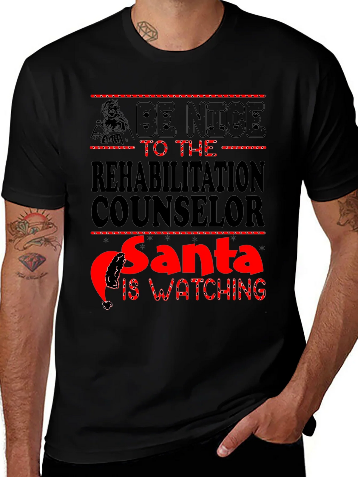 Rehabilitation Counselor Santa Watching T-Shirt product image 1