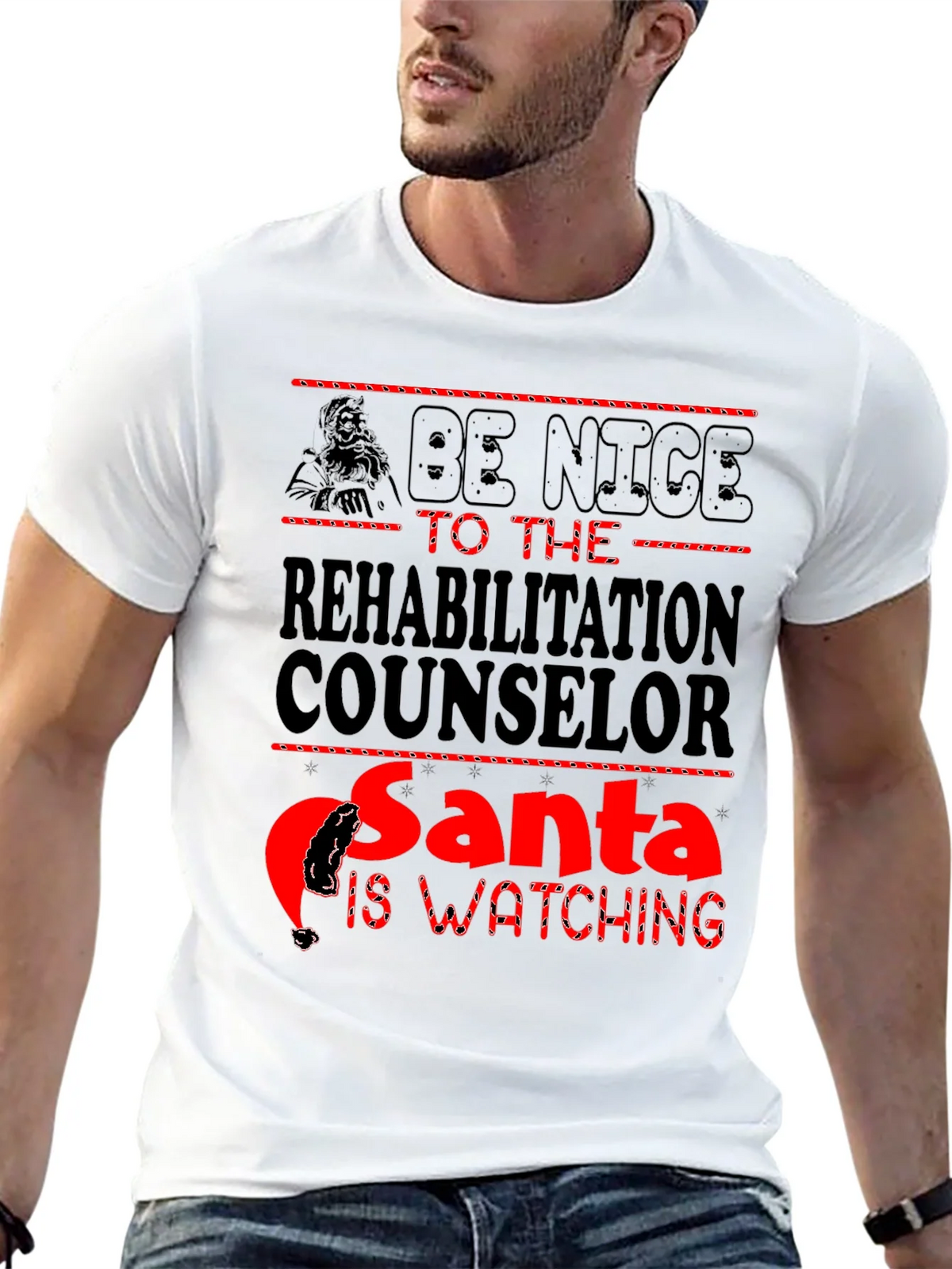 Rehabilitation Counselor Santa Watching T-Shirt product image 12