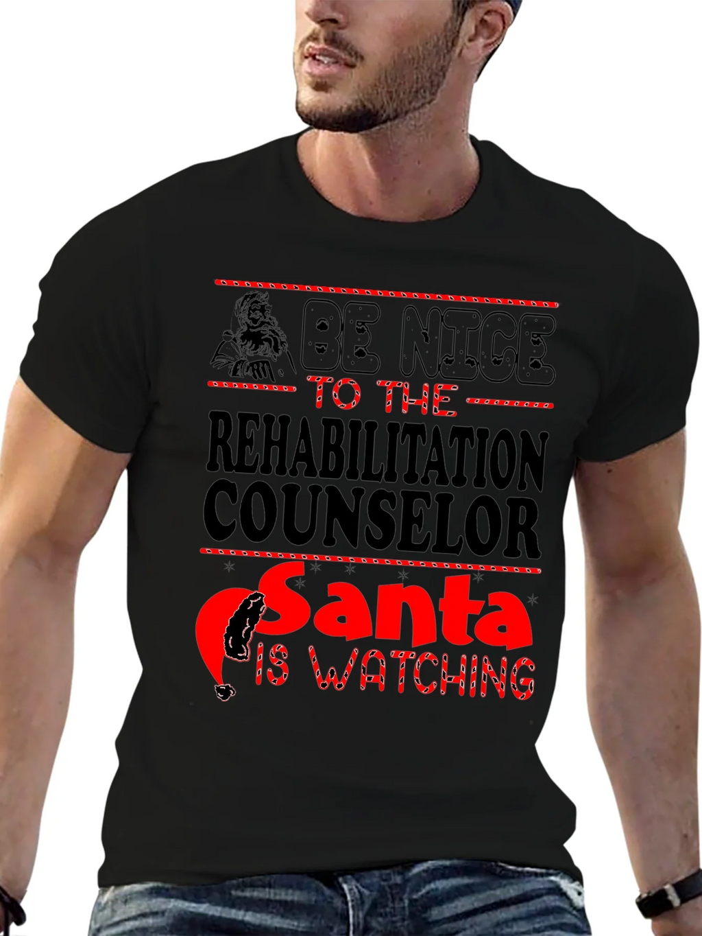 Rehabilitation Counselor Santa Watching T-Shirt product image 6