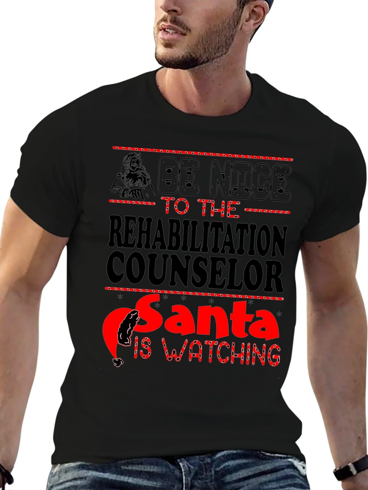 Rehabilitation Counselor Santa Watching T-Shirt product image 6