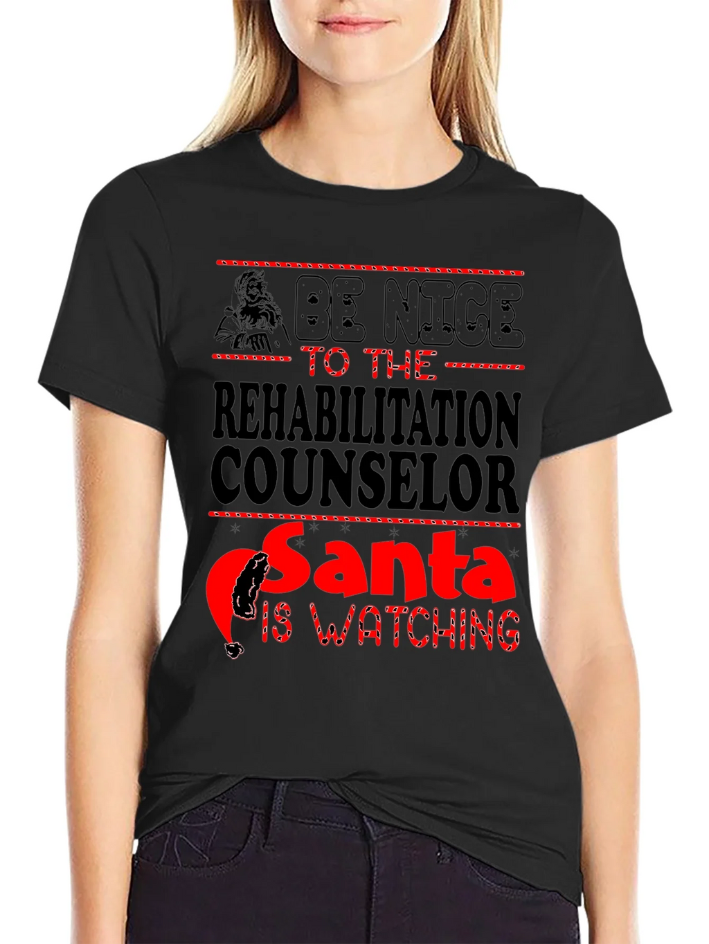 Rehabilitation Counselor Santa Watching T-Shirt product image 2
