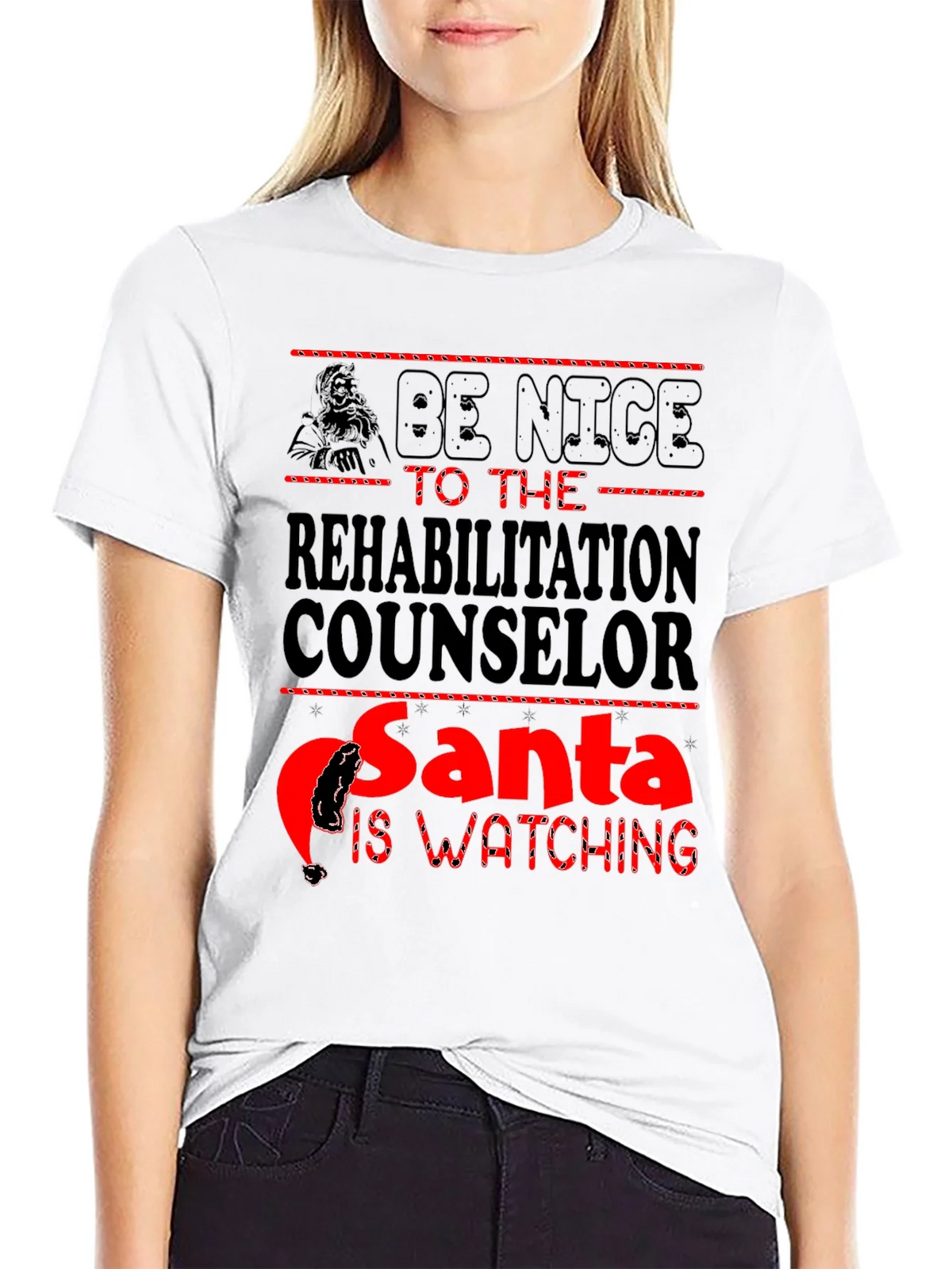 Rehabilitation Counselor Santa Watching T-Shirt product image 8