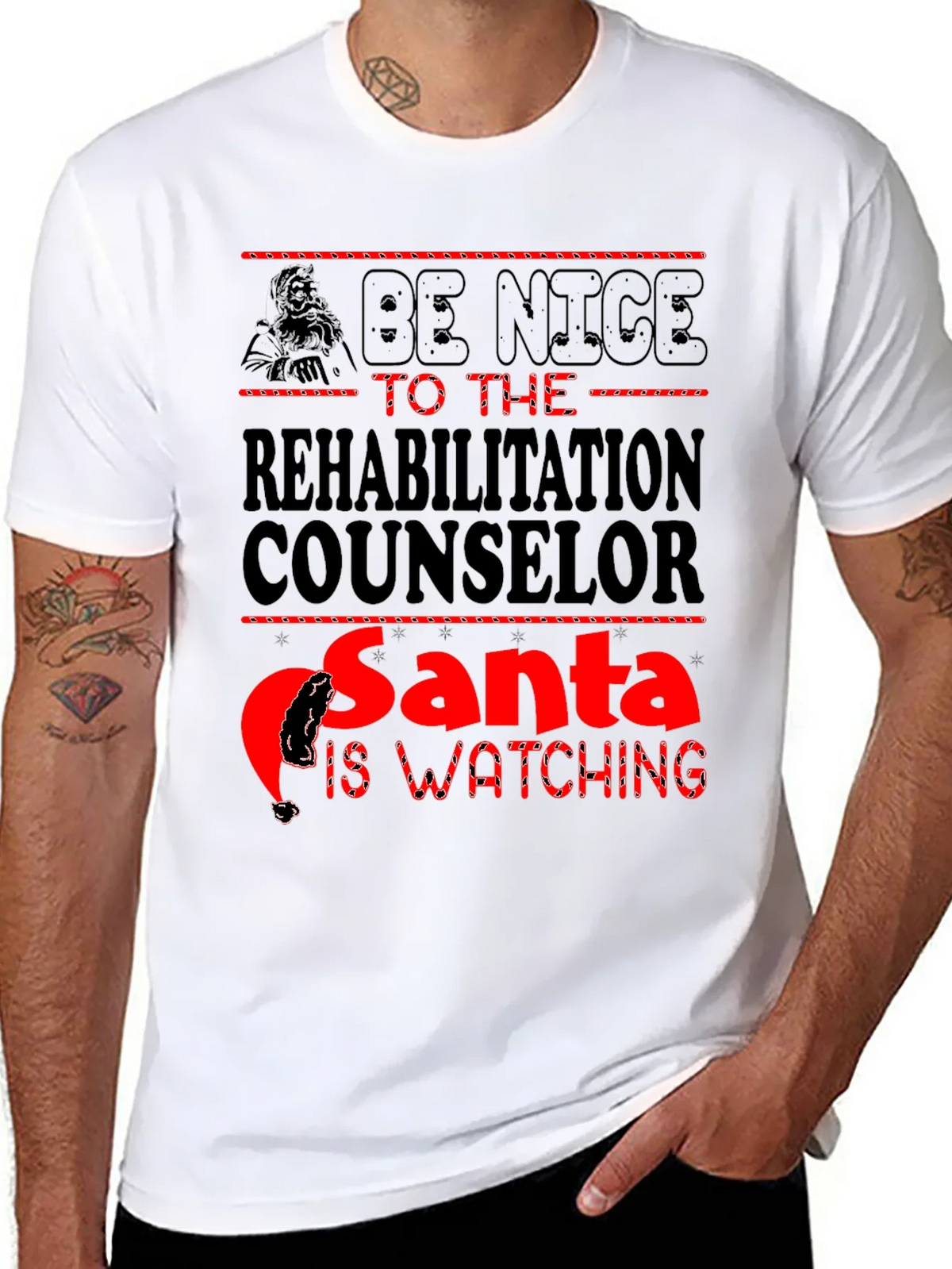 Rehabilitation Counselor Santa Watching T-Shirt product image 7