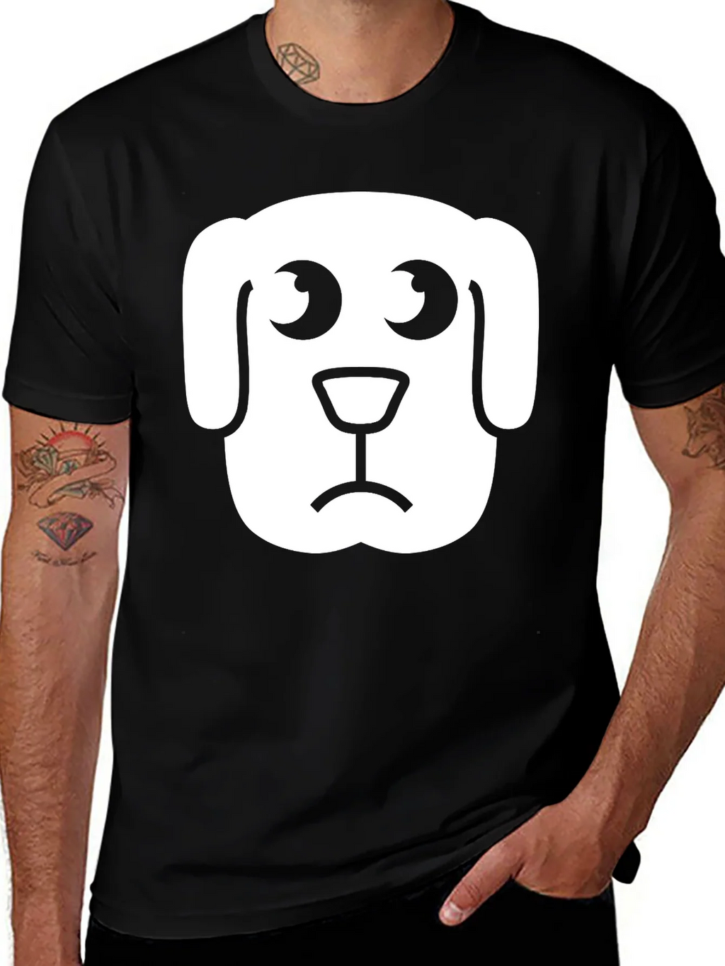 Sad Dog Graphic Tee - Black Cotton T-Shirt product image 1
