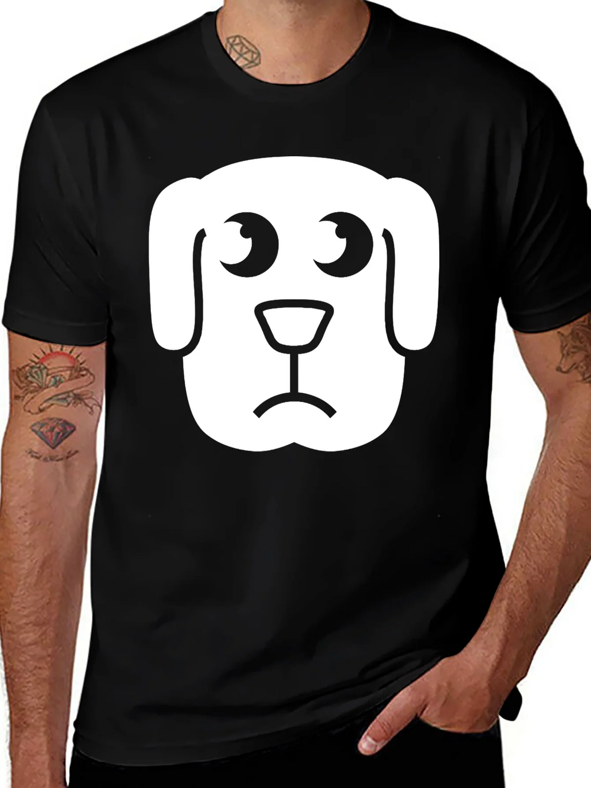 Sad Dog Graphic Tee - Black Cotton T-Shirt product image 1