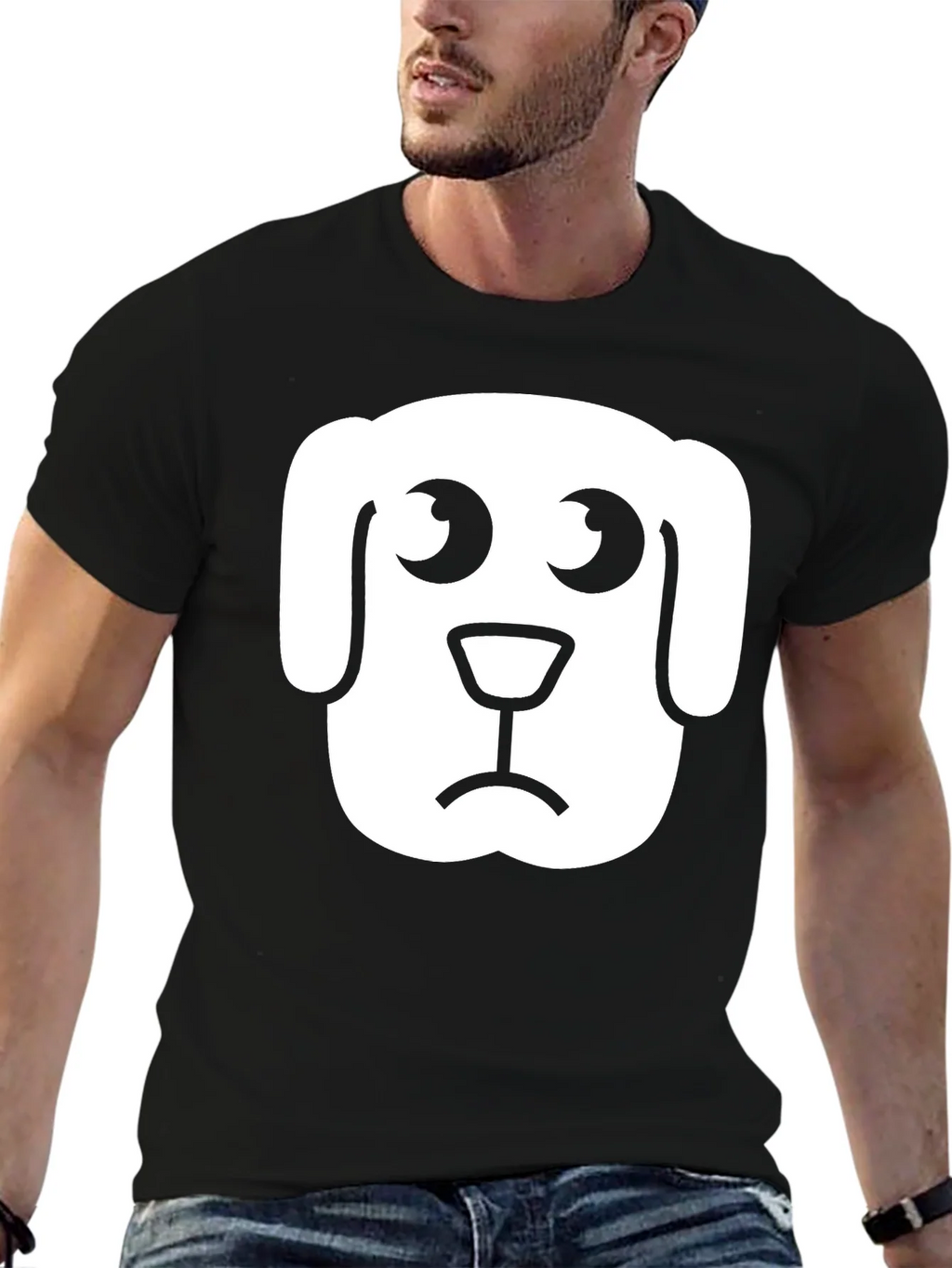 Sad Dog Graphic Tee - Black Cotton T-Shirt product image 6