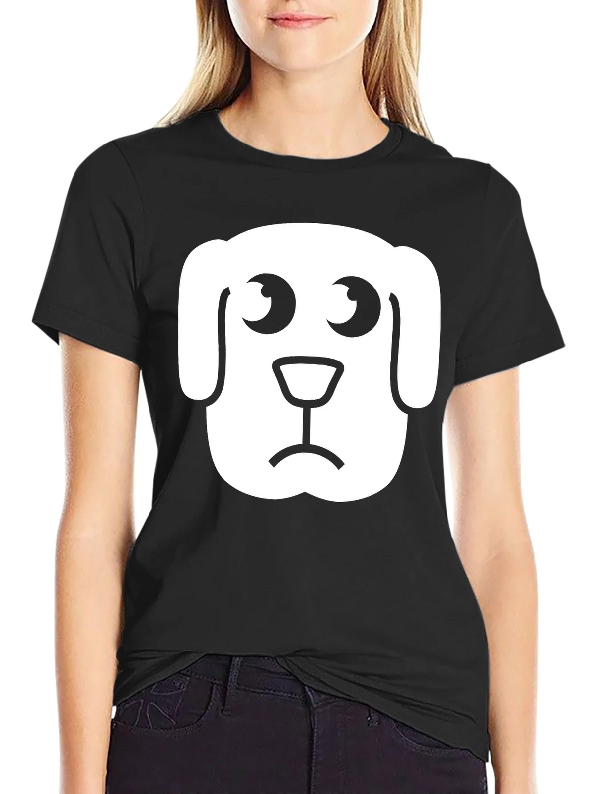 Sad Dog Graphic Tee - Black Cotton T-Shirt product image 2