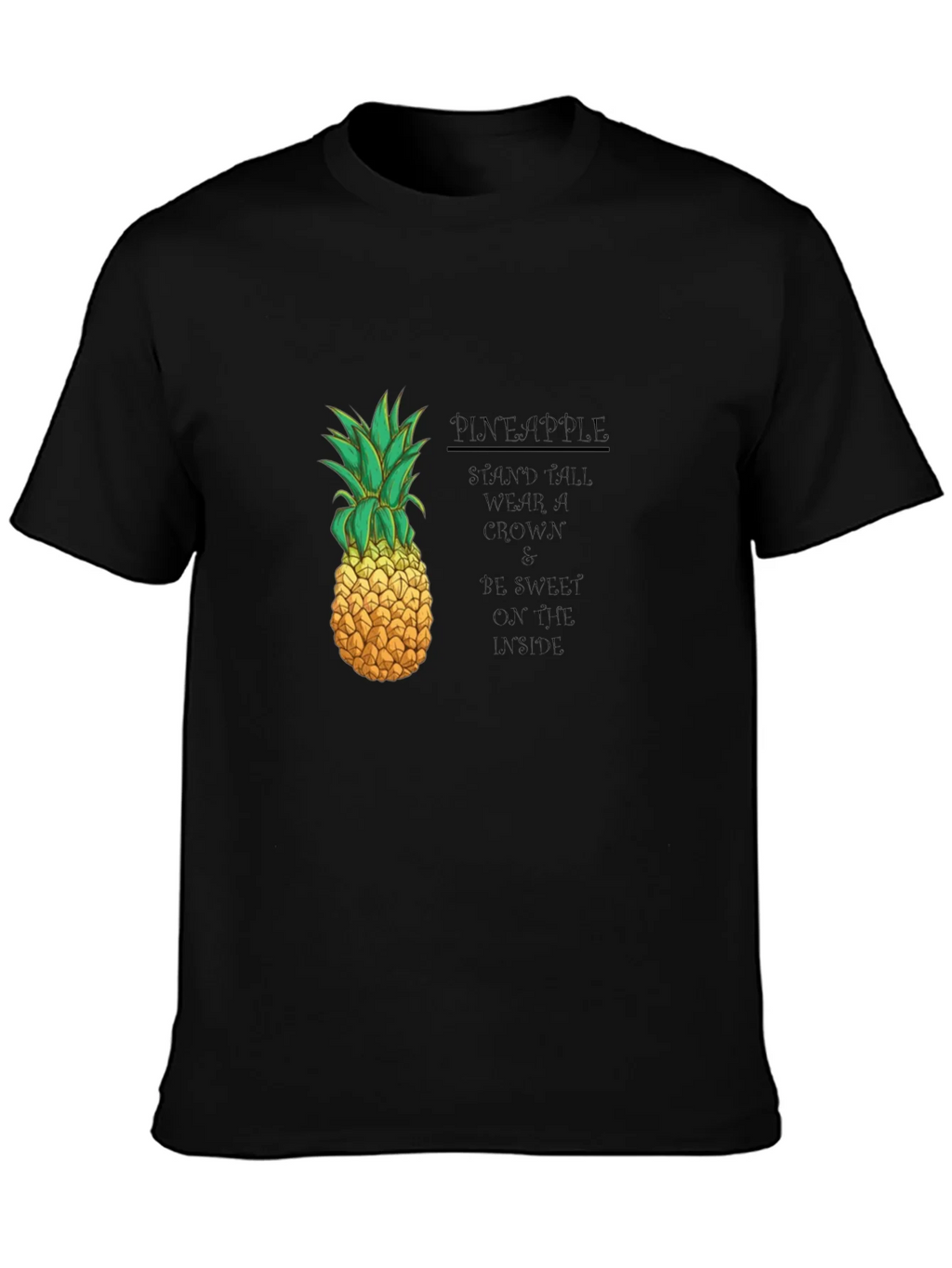 Pineapple Graphic Black T-Shirt - Stand Tall Wear a Crown product image 3