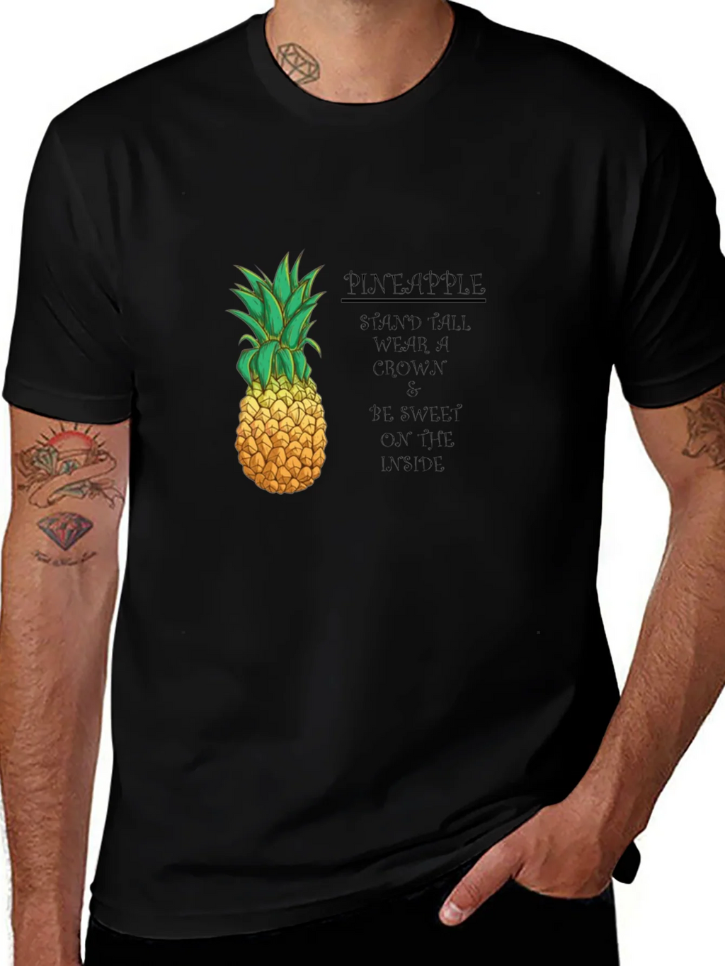 Pineapple Graphic Black T-Shirt - Stand Tall Wear a Crown product image 1
