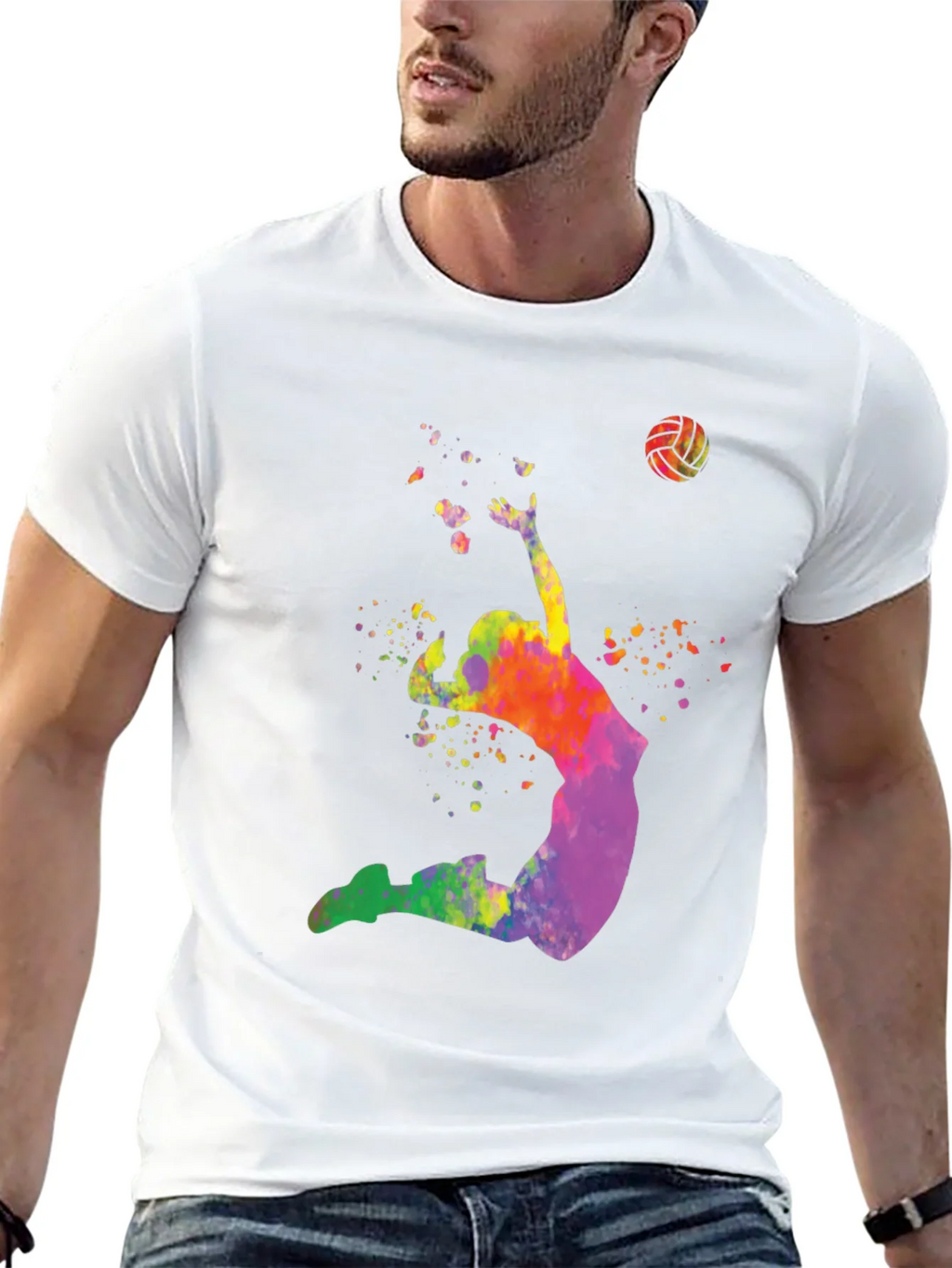 Watercolor Volleyball Player Graphic T-Shirt product image 12