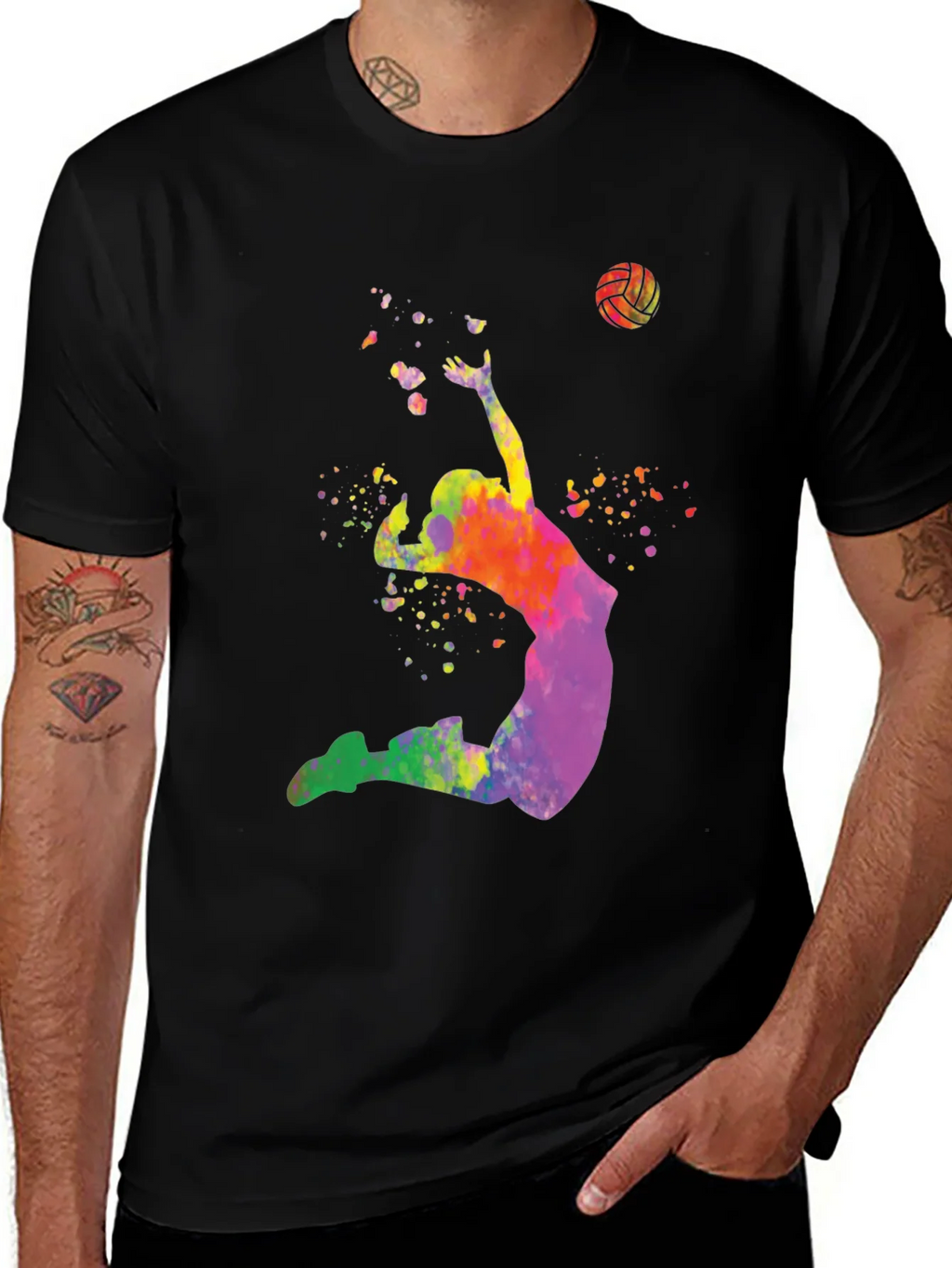 Watercolor Volleyball Player Graphic T-Shirt product image 1