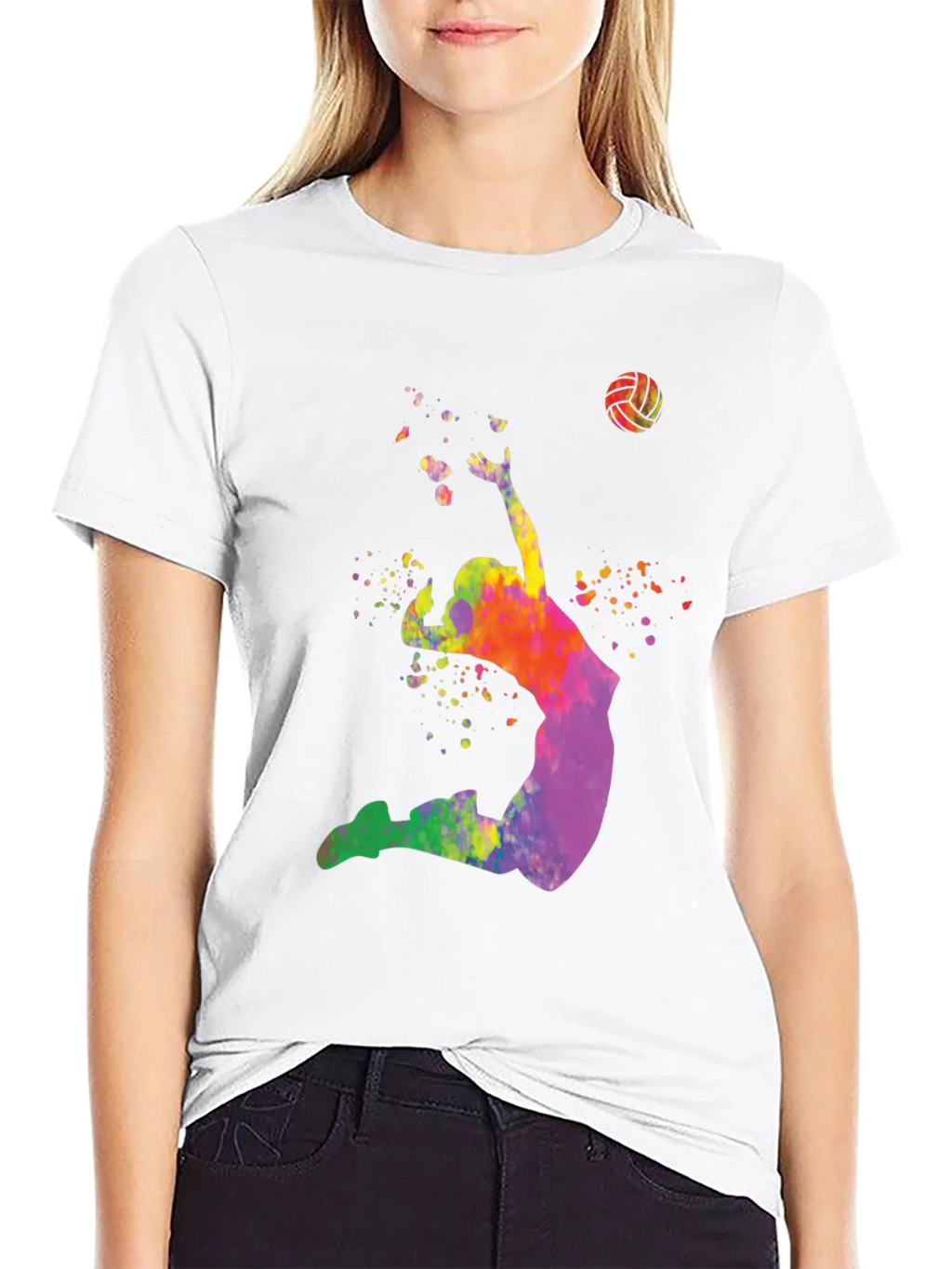 Watercolor Volleyball Player Graphic T-Shirt product image 8
