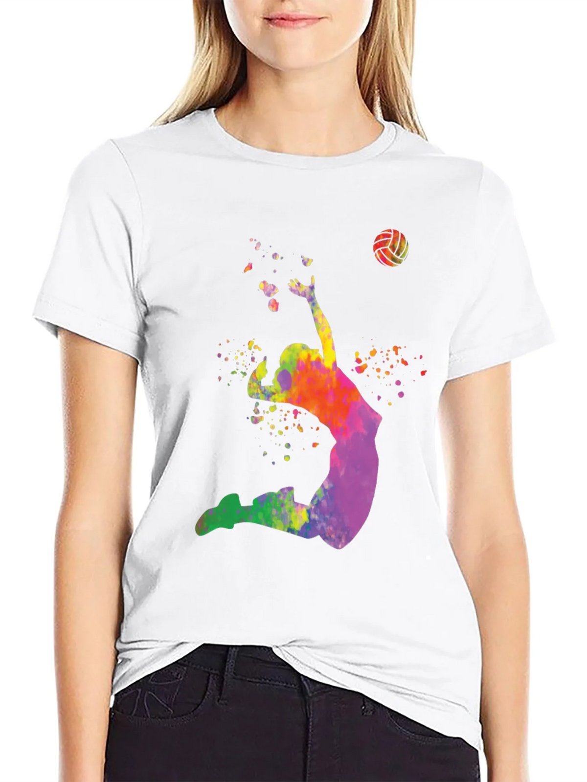 Watercolor Volleyball Player Graphic T-Shirt product image 8