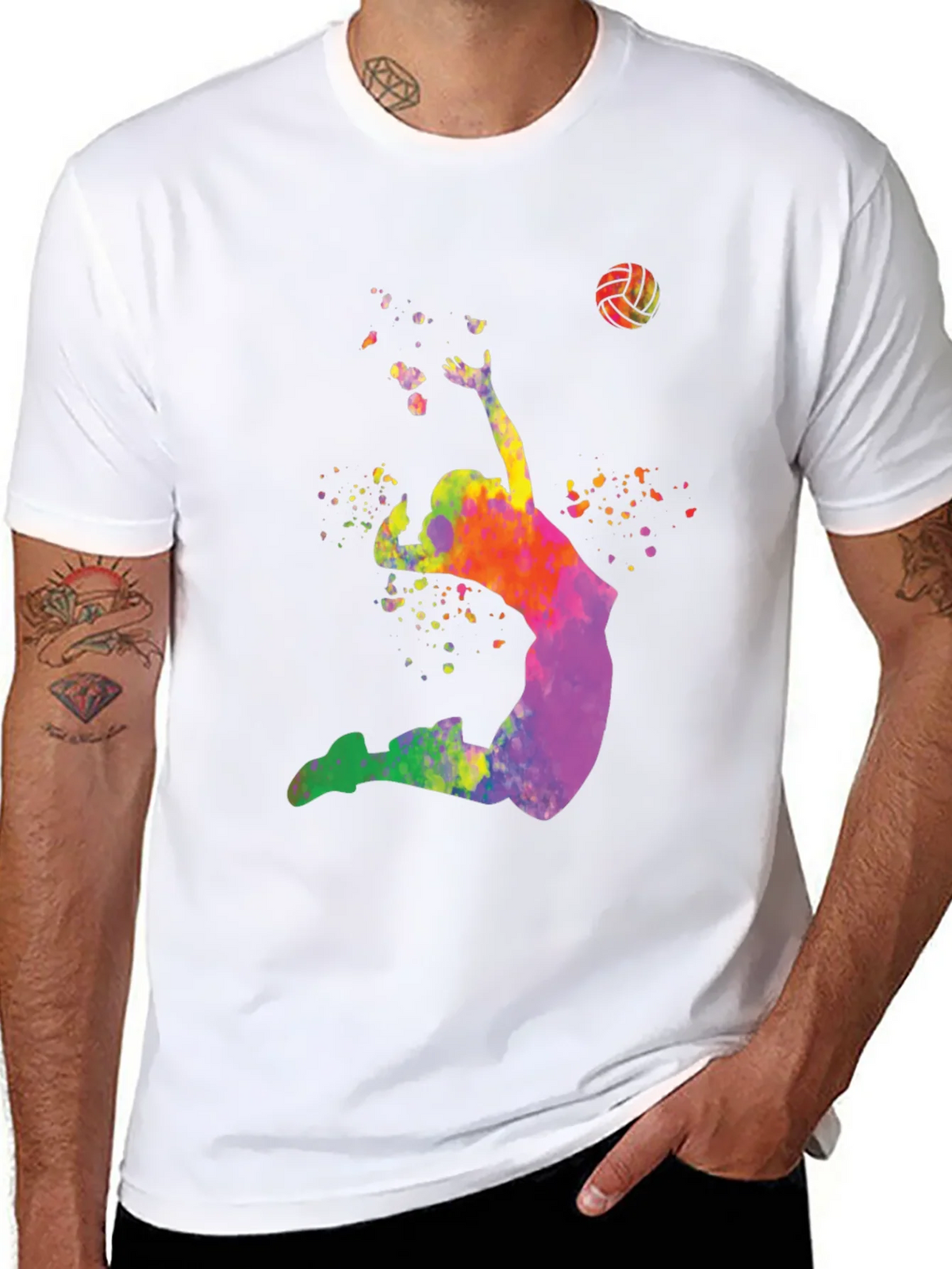 Watercolor Volleyball Player Graphic T-Shirt product image 7