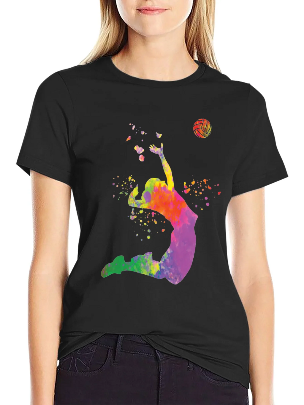 Watercolor Volleyball Player Graphic T-Shirt product image 2