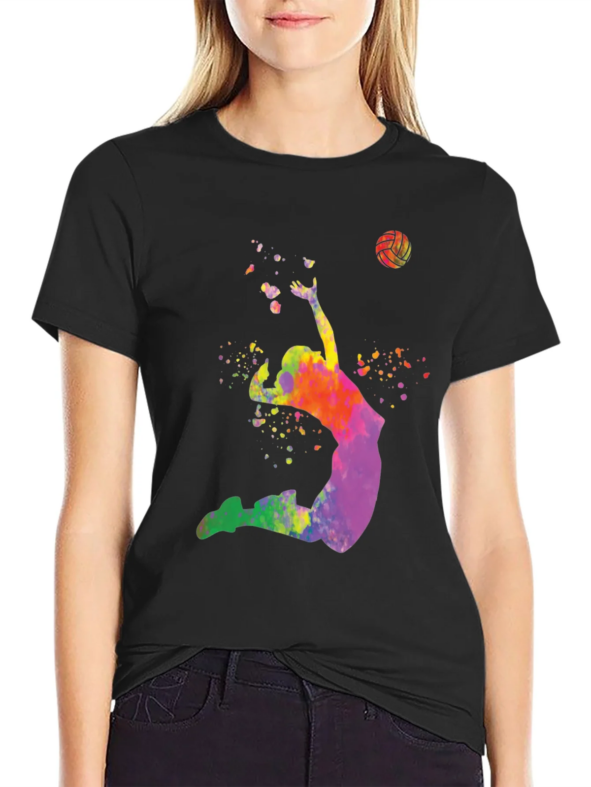 Watercolor Volleyball Player Graphic T-Shirt product image 2