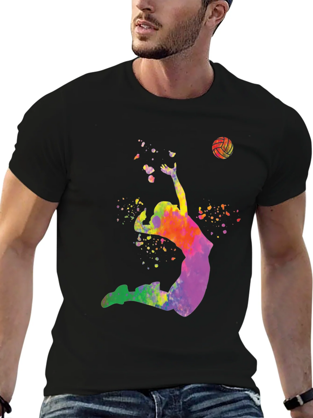 Watercolor Volleyball Player Graphic T-Shirt product image 6