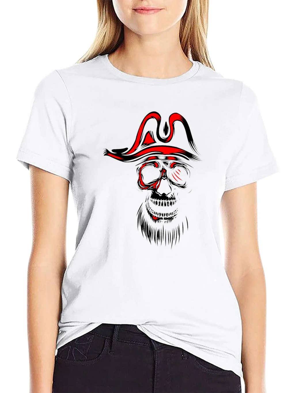 Pirate Skull Graphic T-Shirt - Black Cotton Tee product image 3