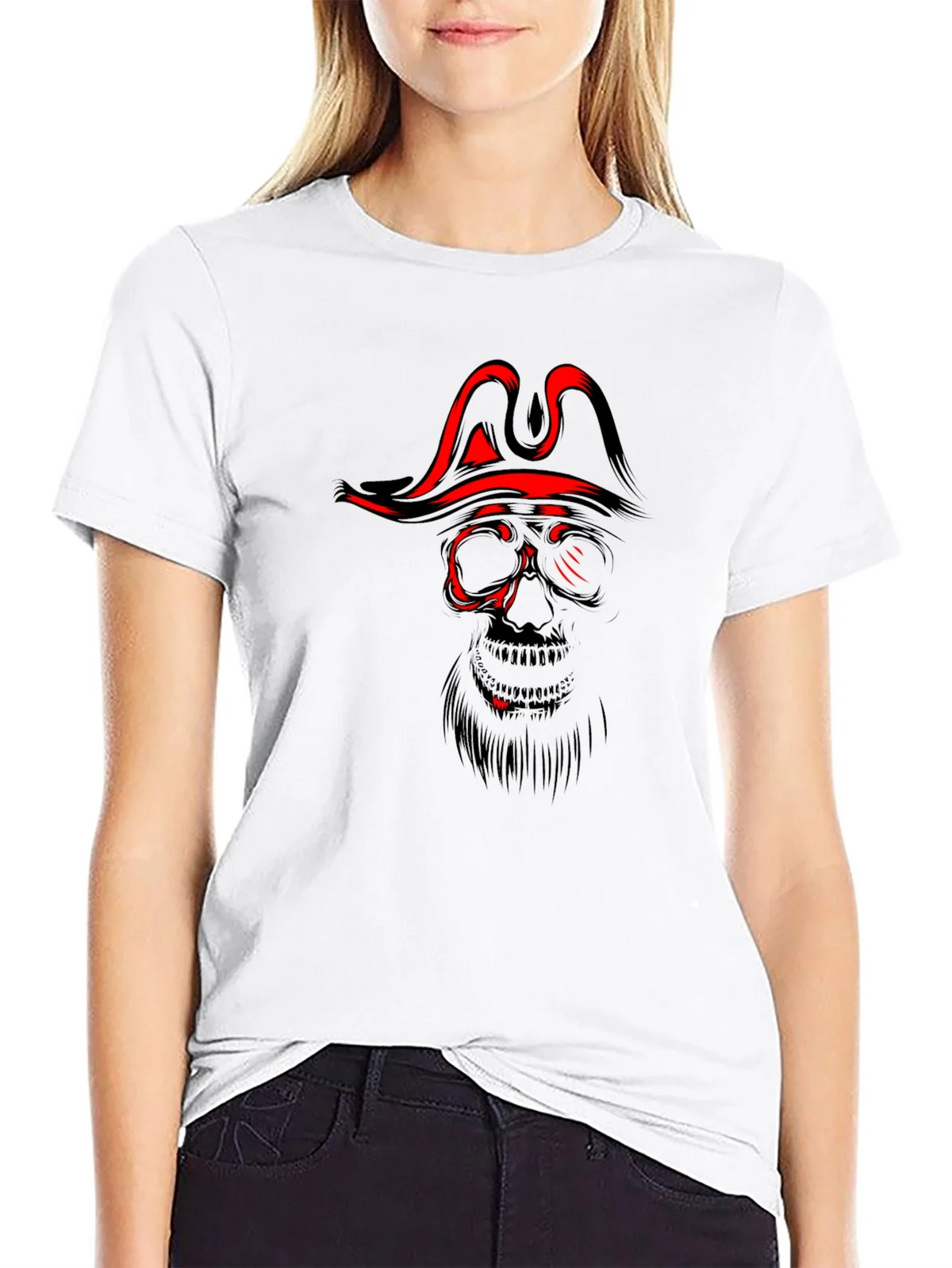 Pirate Skull Graphic T-Shirt - Black Cotton Tee product image 3