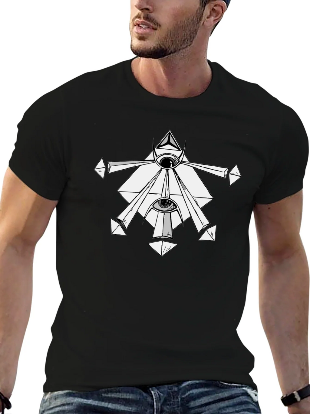 Mystic Eye Graphic Tee - Black Cotton T-Shirt product image 6