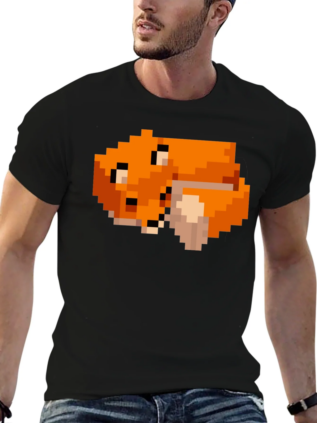 Pixel Art Fox Graphic Black Tee product image 6