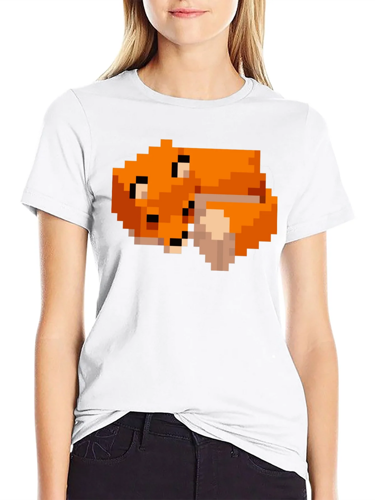 Pixel Art Fox Graphic Black Tee product image 8