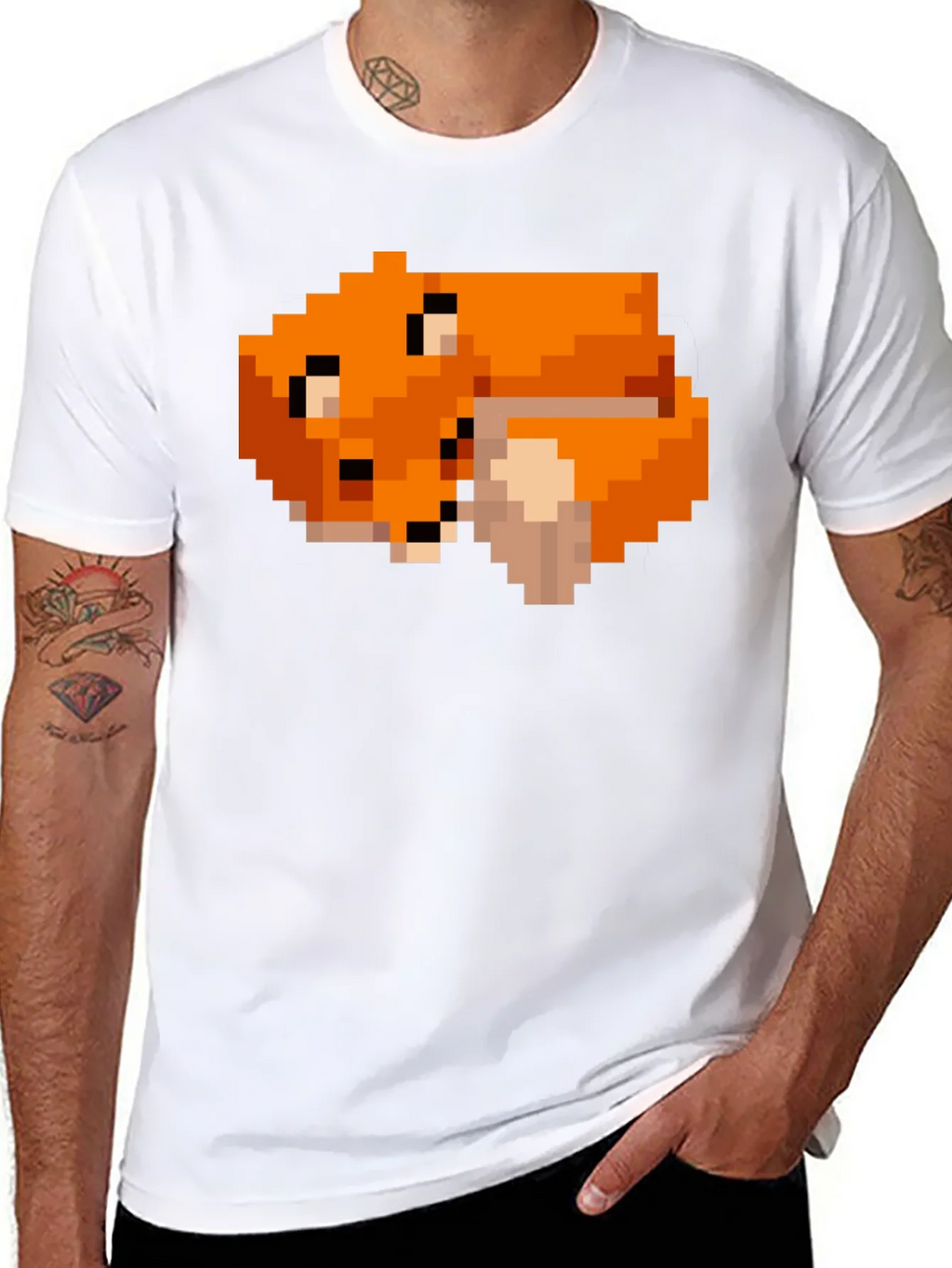 Pixel Art Fox Graphic Black Tee product image 7