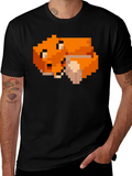 Pixel Art Fox Graphic Black Tee product image 1