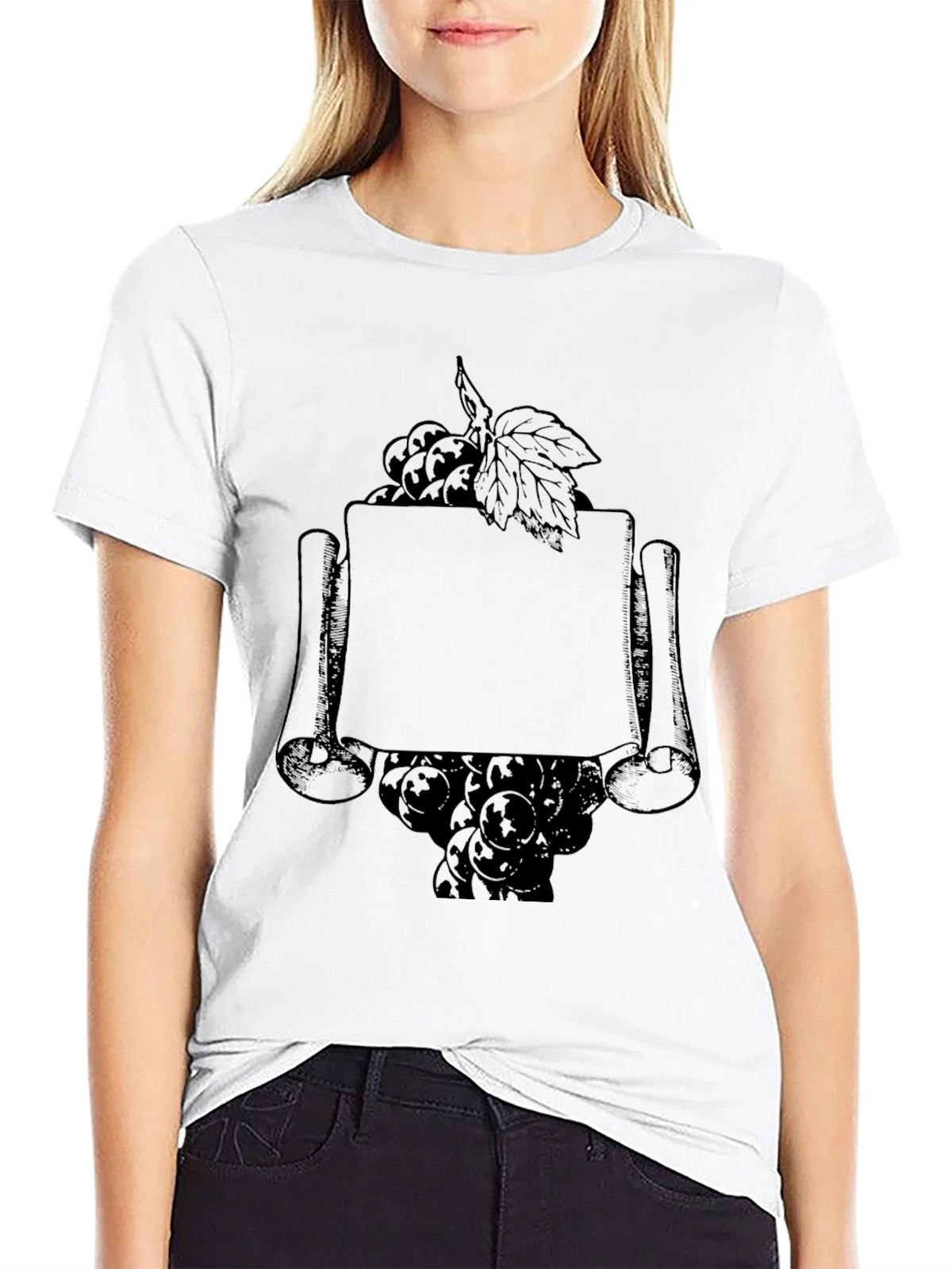 Vintage Grape Scroll Mens Black T-Shirt product image 8