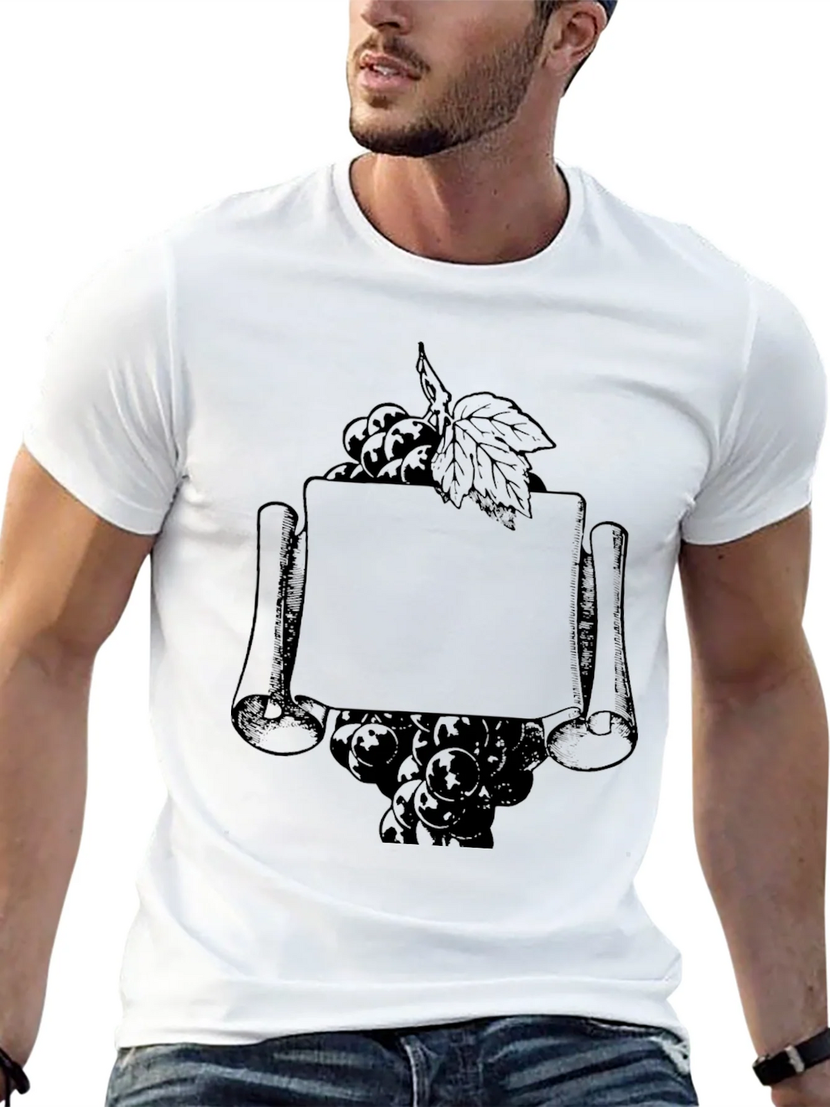 Vintage Grape Scroll Mens Black T-Shirt product image 12